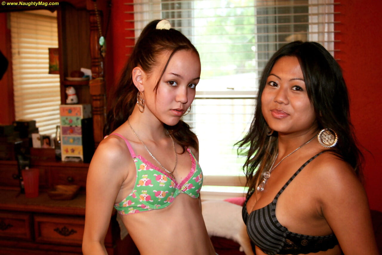 Asian amateurs Linda Lee and Amai Liu suck face and tiny titties page 1