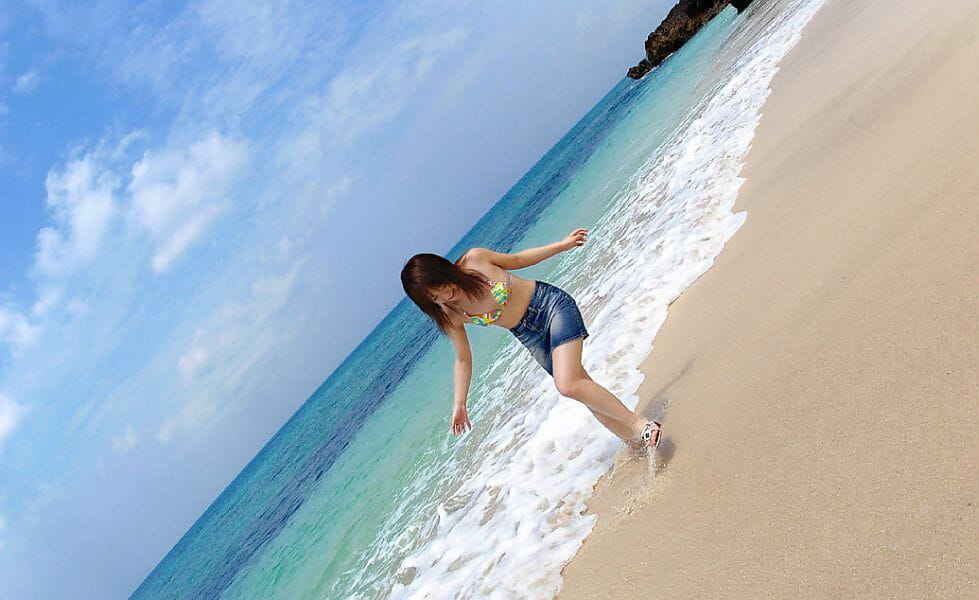 Japanese teen Chikaho Ito models non nude at the beach in a bikini page 1