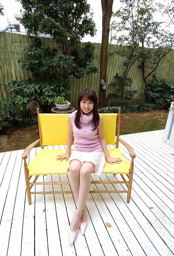 Barely legal Japanese teen Aya Shiraishi slides panties aside to show her bush page 1