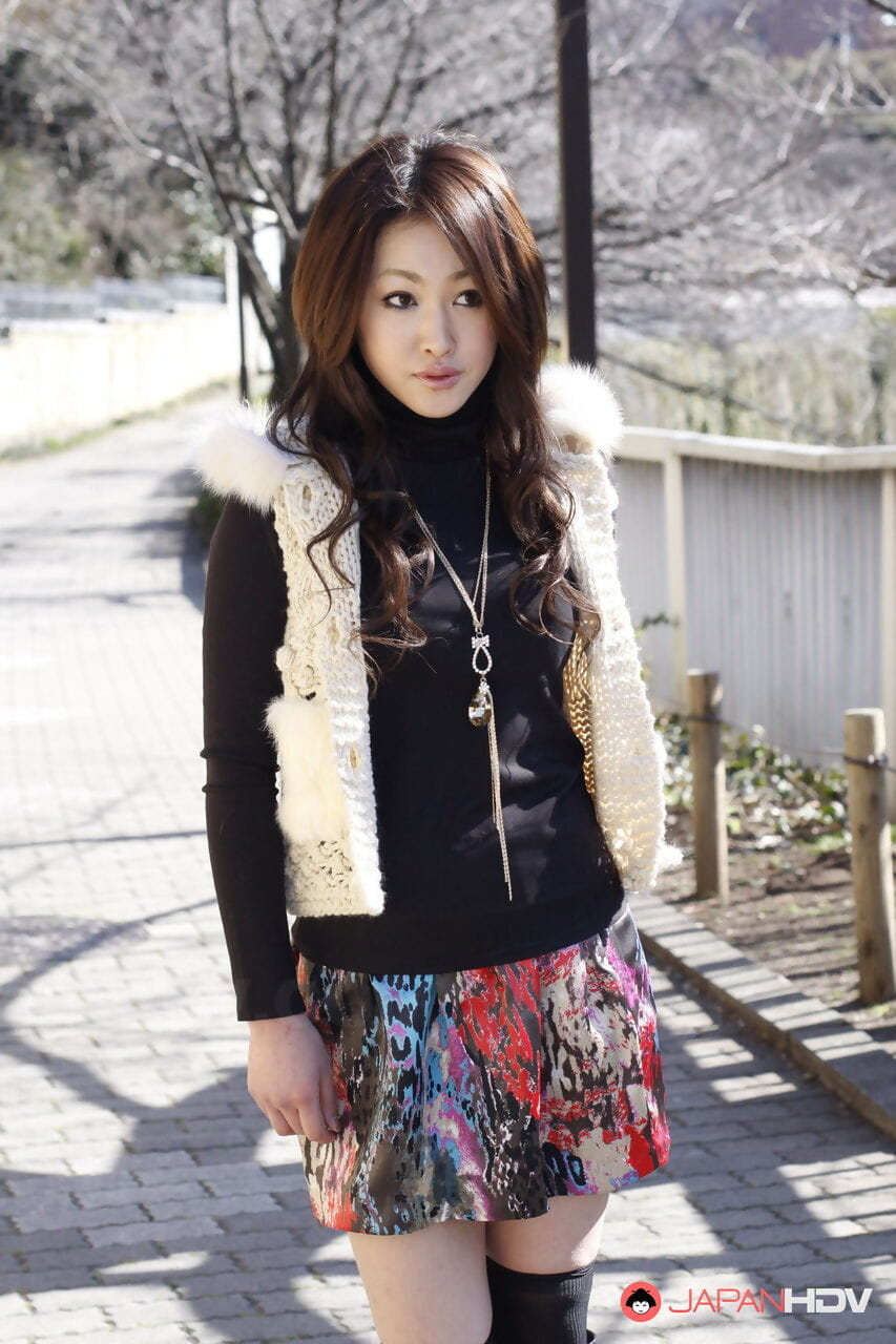 Wonderful Japanese college babe Yu Yamashita wears short skirt and black boots page 1