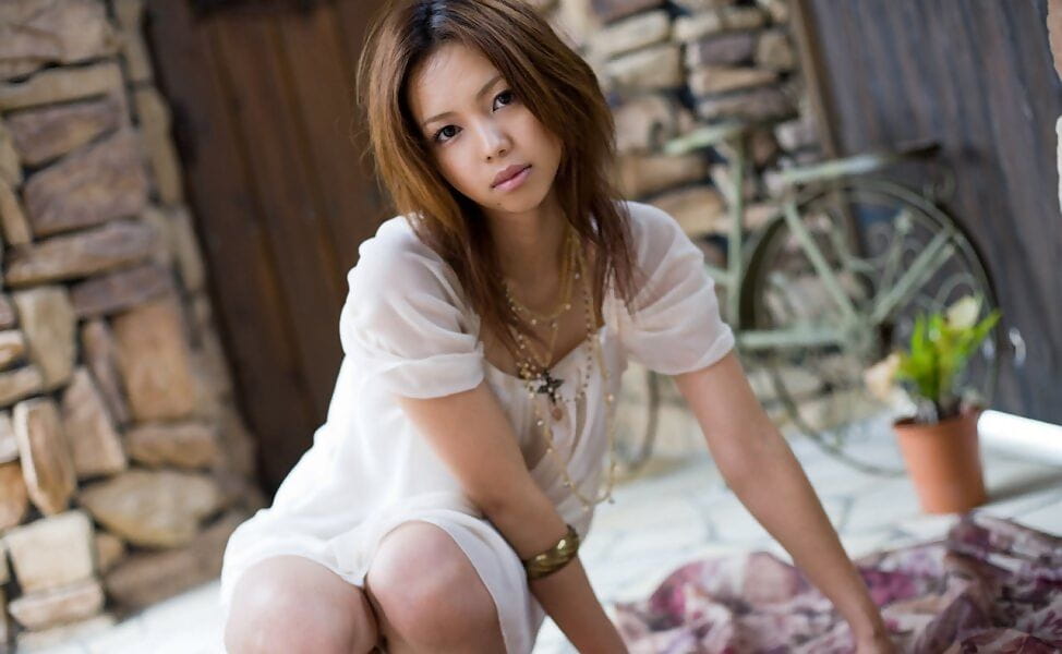 Japanese girl Yura Aikawa flashes upskirt panties during solo action page 1