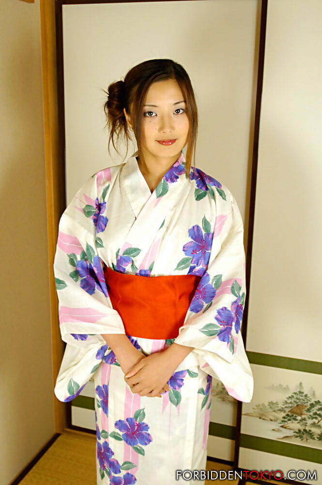 Busty Japanese girl Kasumi sucks and fucks her man wearing a kimono page 1