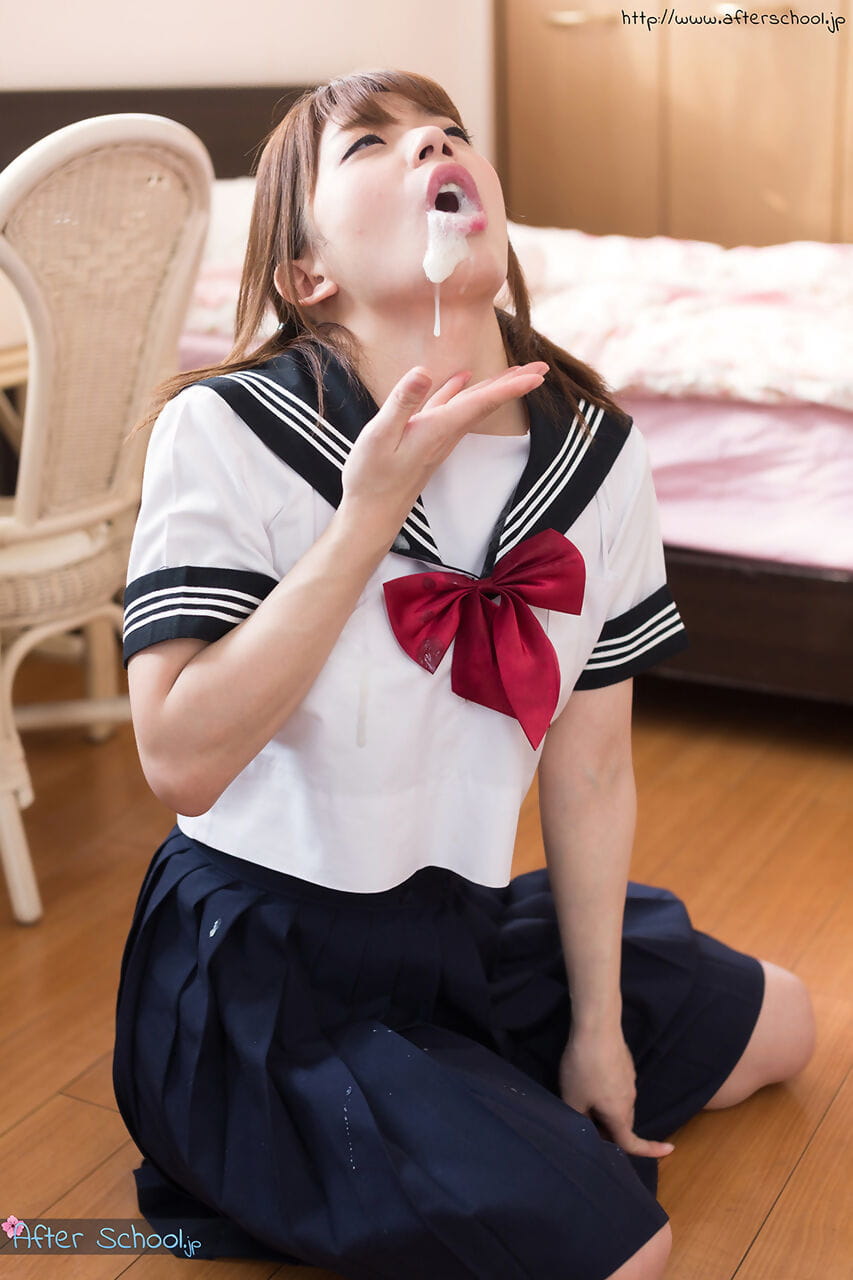 Japanese schoolgirl spits out cum after sucking off two cocks page 1