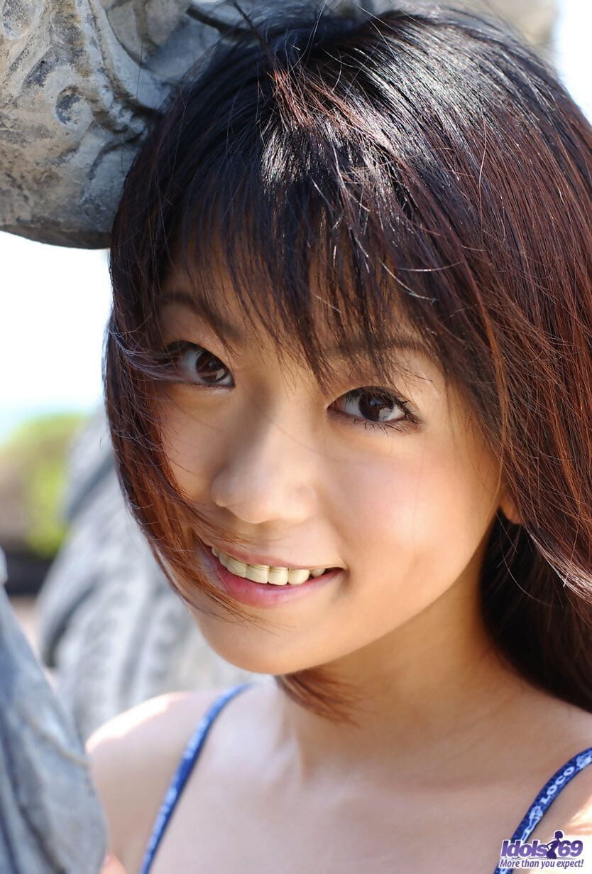 Petite Japanese girl Saki Ninomiya models non nude in bra and panty combo page 1
