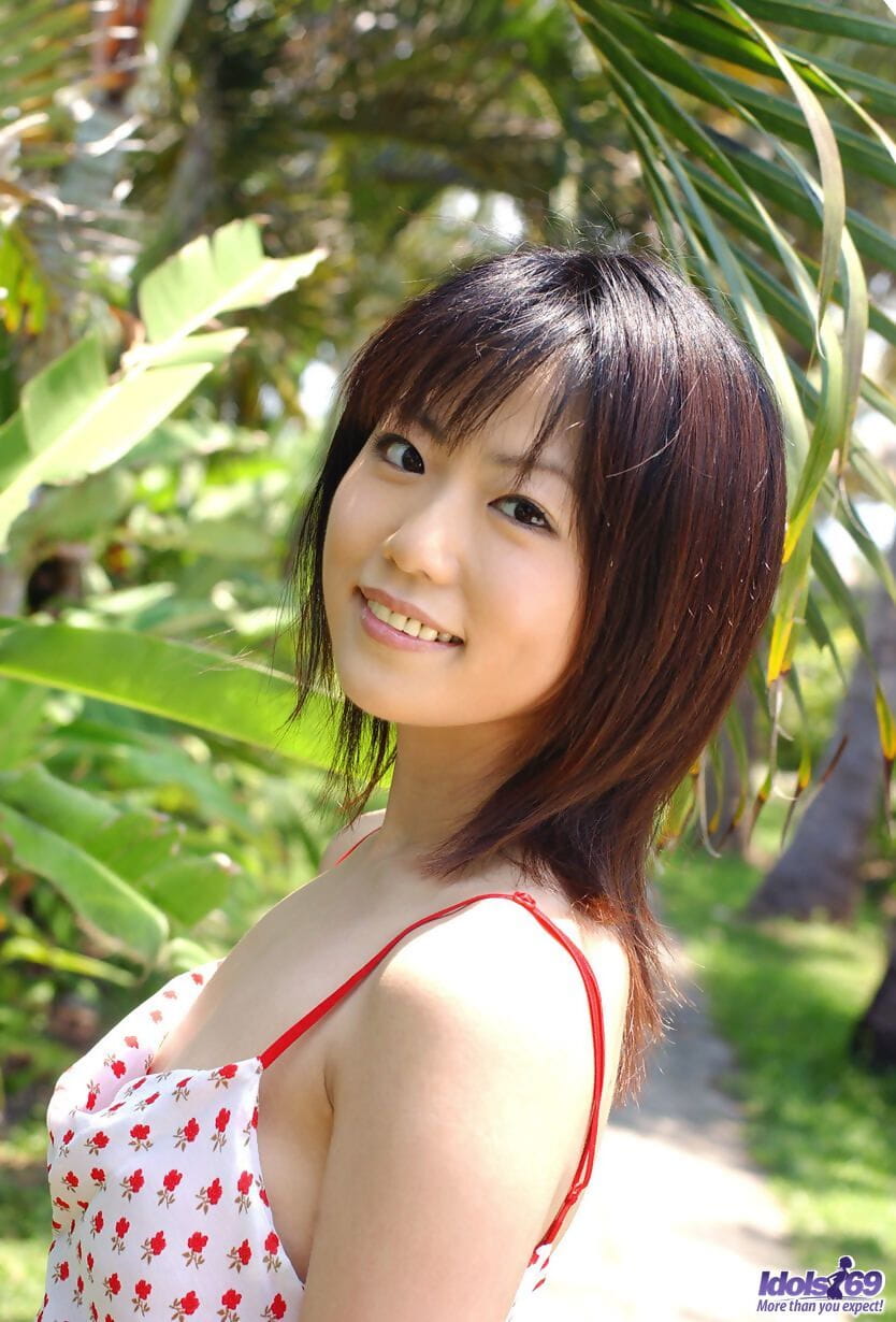 Petite Japanese girl Saki Ninomiya models non nude in bra and panty combo page 1