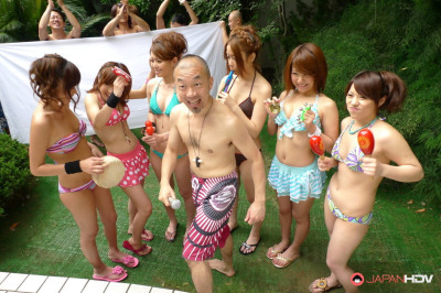 Japanese girls in bikinis have their pussies fingered by their man friends